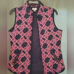 Crown & Ivy Pink and Navy Patterned Vest